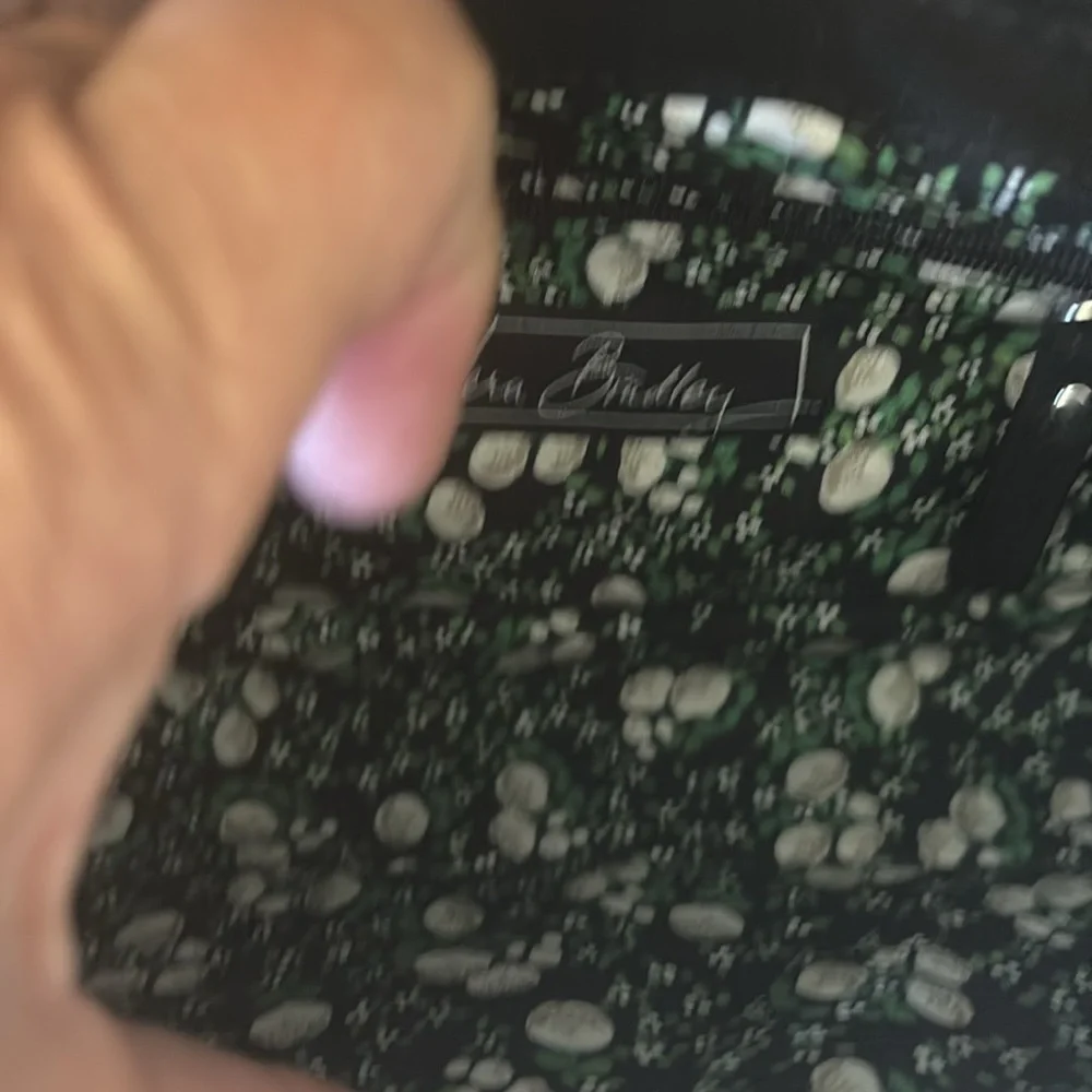 Vera Bradley Black‎ Embroidered Floral Lined Buckle Closure Shoulder Bag